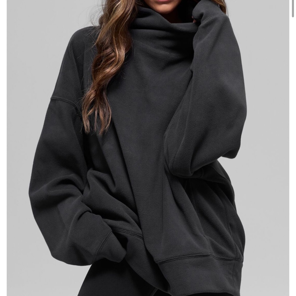 Alo Polar Fleece Hazy Pullover - Black Size Medium